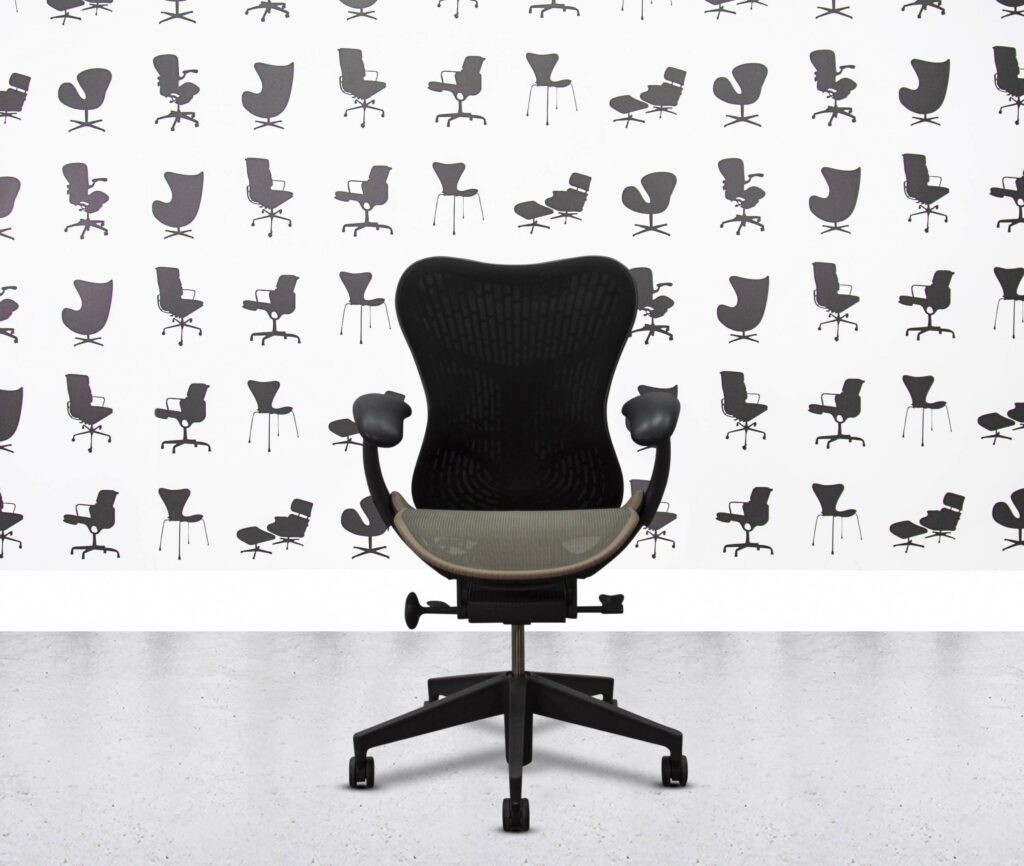 refurbished herman miller mirra 2 full spec 4d black butterfly mesh brown tri flex seat