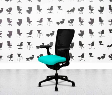 refurbished haworth zody desk chair black frame 2d arms campeche