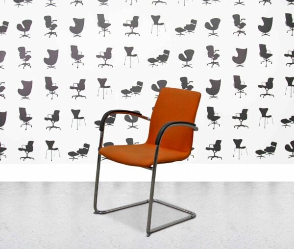 refurbished kusch co ona plaza cantilever chair orange fabric