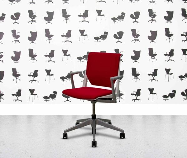 refurbished haworth very conference chair white and red