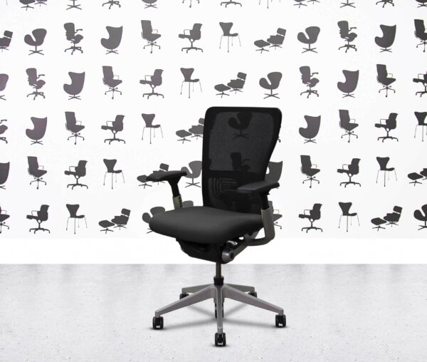 refurbished haworth zody desk chair full spec painted frame 4d arms black