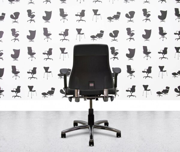 refurbished bma axia 2.2 polished aluminum medium back office chair black seat