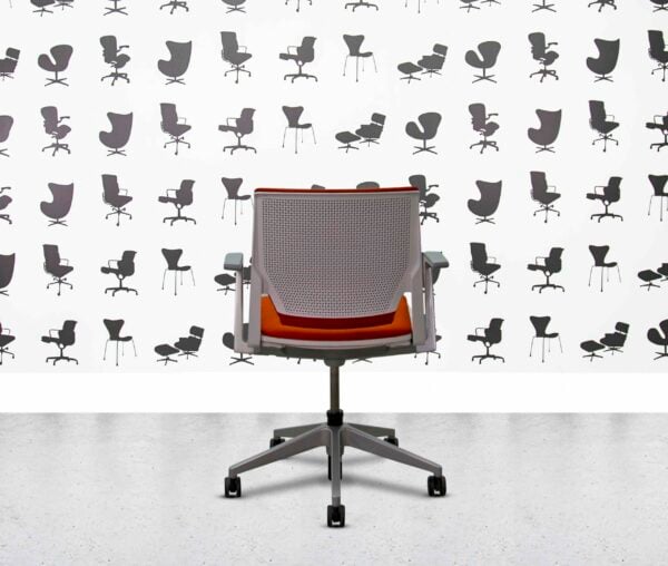 refurbished haworth very conference chair white and orange