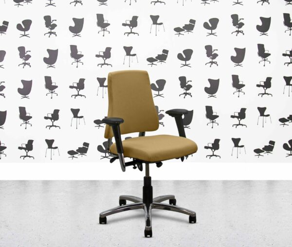 refurbished bma axia 2.2 polished aluminum medium back office chair sandstorm seat
