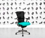 refurbished haworth zody desk chair polished aluminium fixed arms campeche