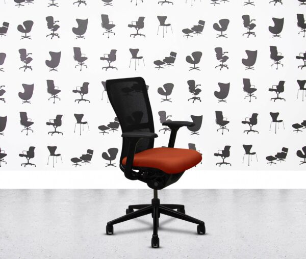 refurbished haworth zody desk chair black frame fixed arms lobster