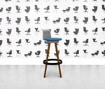 refurbished bene timba high stool with backrest white back and blue seat