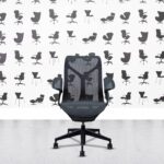 refurbished herman miller cosm chair graphite frame leaf arms nightfall mesh
