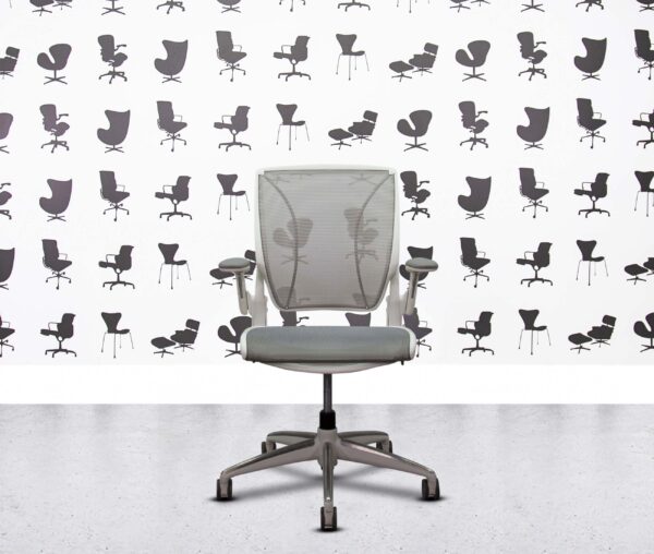 Refurbished Humanscale Diffrient World - White Frame - Grey Mesh Back and Seat