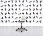 Refurbished Vitra Eames Plastic Side Chair PSCC - White Shell - Polished Aluminium - Paseo