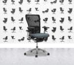 refurbished haworth zody desk chair full spec polished aluminium frame black mesh multi colour