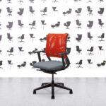 refurbished sedus netwin swivel chair orange mesh back multi colour
