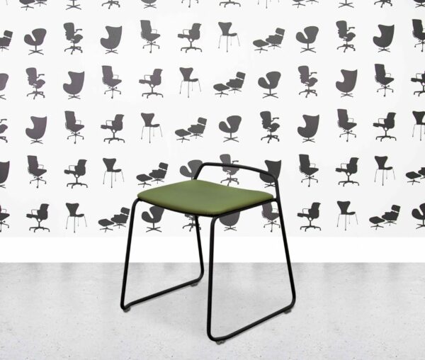 refurbished frovi veck upholstered low stool sheen green
