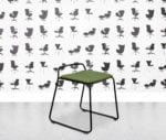 refurbished frovi veck upholstered low stool sheen green