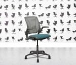 refurbished humanscale diffrient world grey frame turquoise seat