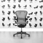 refurbished herman miller aeron size b full spec classic version lumbar support graphite frame grey mesh