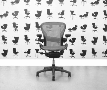 refurbished herman miller aeron size b full spec classic version lumbar support graphite frame grey mesh