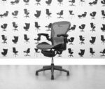 refurbished herman miller aeron size b full spec classic version lumbar support graphite frame grey mesh