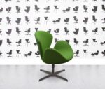 refurbished fritz hansen arne jacobsen swan chair emerald green fabric