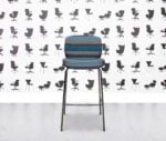 refurbished boss design kruze stool kru/6 fully upholstered striped fabric in blue hue
