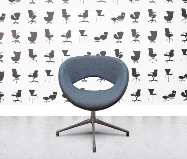 refurbished boss design happy chair chrome baby blue fabric