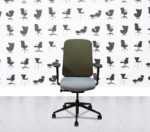 Refurbished Boss Design - Sia Task Chair - Green Cloud Mesh - Baby Blue Seat1