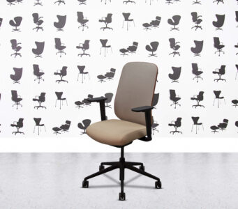 Refurbished Boss Design - Sia Task Chair - Black Frame and Base - Rose Beige Seat and Mesh