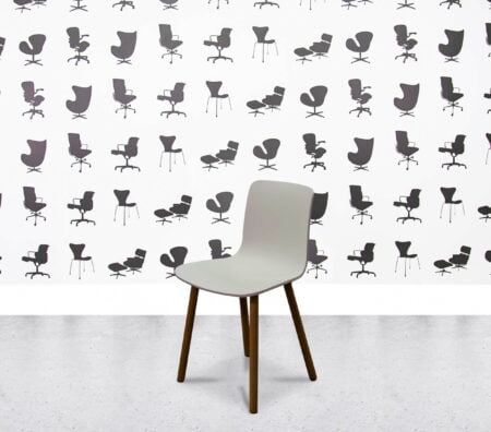 Refurbished Vitra HAL RE - Wood Chair - White Plastic Shell1