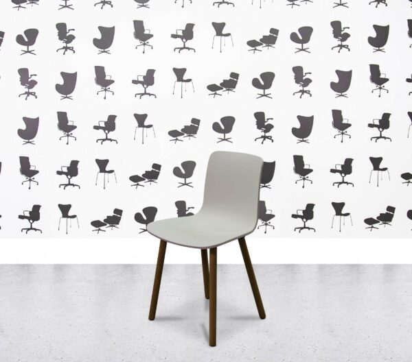 Refurbished Vitra HAL RE - Wood Chair - White Plastic Shell1