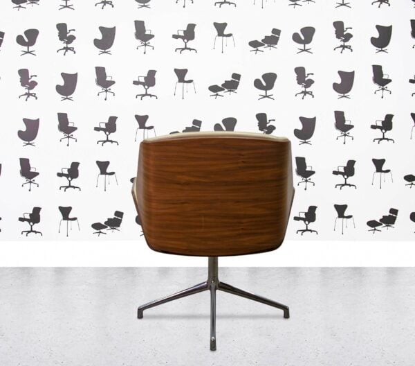 Refurbished Boss Design - Kruze Swivel Chair - Beige Leather - Walnut Frame3