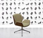 Refurbished Boss Design - Kruze Swivel Chair - Beige Leather - Walnut Frame4