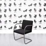 Refurbished Walter Knoll Brno Tubular Armchair - Chrome frame - Black Fabric