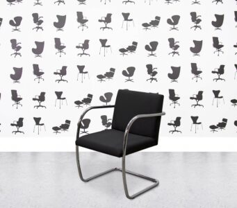 Refurbished Walter Knoll Brno Tubular Armchair - Chrome frame - Black Fabric