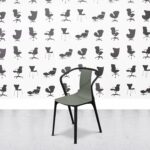 Refurbished Vitra Belleville Armchair - Moss Grey - Black Frame