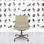 Refurbished Vitra EA105 - Chrome Frame - Cream Leather - Fixed, Non-Swivel, and No Armrests