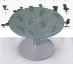 Refurbished Frovi Circular Coffee Table - Cracked Glass Top