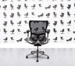 Refurbished Haworth Zody Desk Chair FULL SPEC - Polished Aluminium - Black Mesh - Leather - Grigio Grey