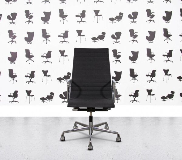 Refurbished Vitra Charles Eames EA119 - Chrome Frame - Black Hopsack Fabric