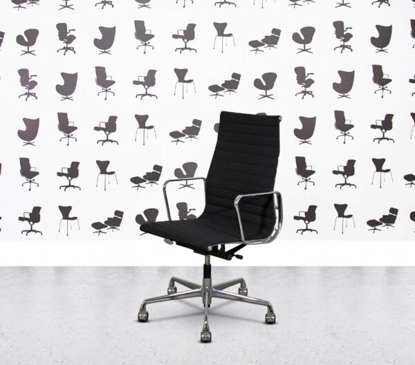 Refurbished Vitra Charles Eames EA119 - Chrome Frame - Black Hopsack Fabric