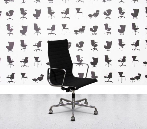 Refurbished Vitra Charles Eames EA119 - Chrome Frame - Black Hopsack Fabric