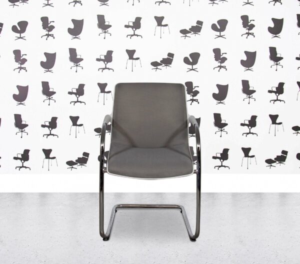 Refurbished Vitra Unix Cantilever - Soft Grey Frame - Dim Grey Silk Mesh