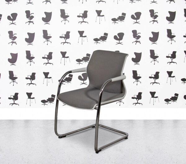 Refurbished Vitra Unix Cantilever - Soft Grey Frame - Dim Grey Silk Mesh