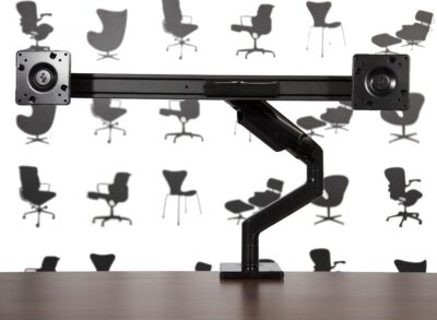 Refurbished Humanscale M8.1 Dual Monitor Arm Desk Mount - Black