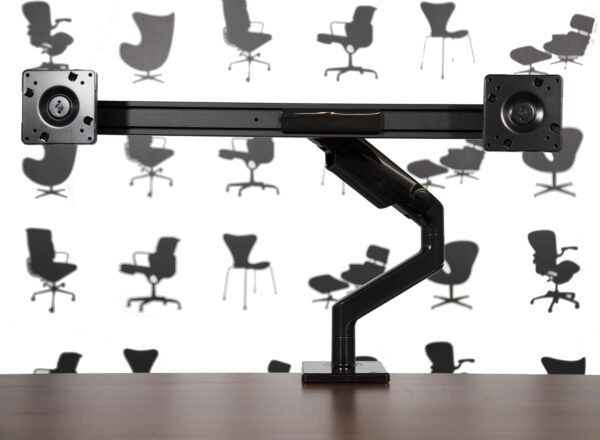 Refurbished Humanscale M8.1 Dual Monitor Arm Desk Mount - Black