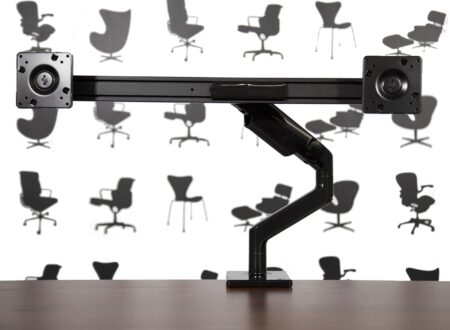 Refurbished Humanscale M8.1 Dual Monitor Arm Desk Mount - Black