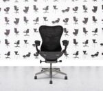 Refurbished Herman Miller Mirra 2 - 4D Black Butterfly Mesh - Polished Aluminium Base - Grey Seat - Fixed Lumbar