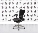 Refurbished Herman Miller Mirra 2 - 4D Black Butterfly Mesh - Polished Aluminium Base - Grey Seat - Fixed Lumbar