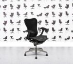 Refurbished Herman Miller Mirra 2 - 4D Black Butterfly Mesh - Polished Aluminium Base - Grey Seat - Fixed Lumbar