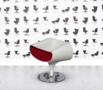 Refurbished Zuco Perillo Lounge Chair - White Shell - Red Fabric Seat