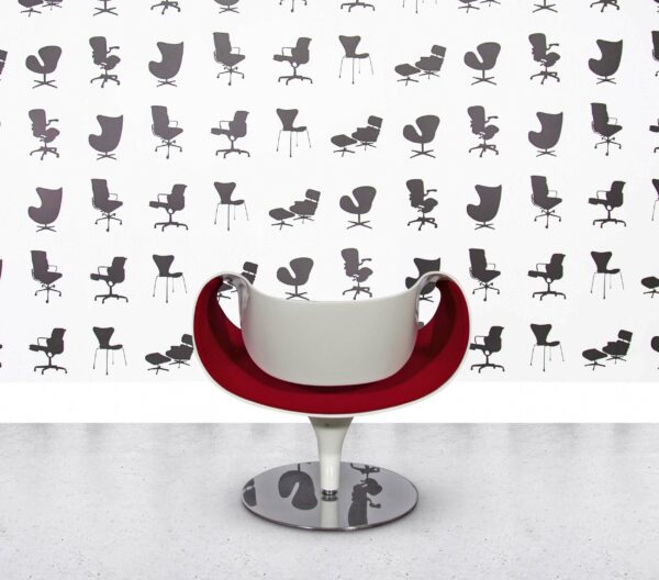 Refurbished Zuco Perillo Lounge Chair - White Shell - Red Fabric Seat